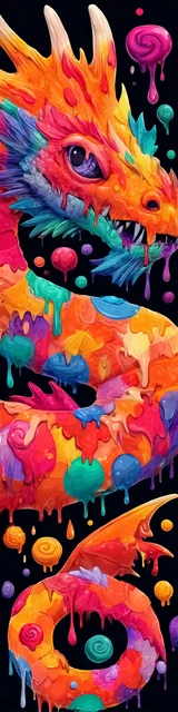 Free printable dragon bookmark featuring splotchy orange dragon